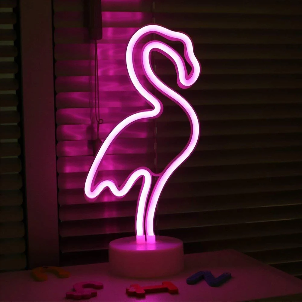 Luz LED de neón a la moda, fiesta de Navidad, decoración romántica para boda, habitación de niños, decoración del hogar, flamenco, Luna, unicornio, Corazón|Luces nocturnas| - AliExpress
