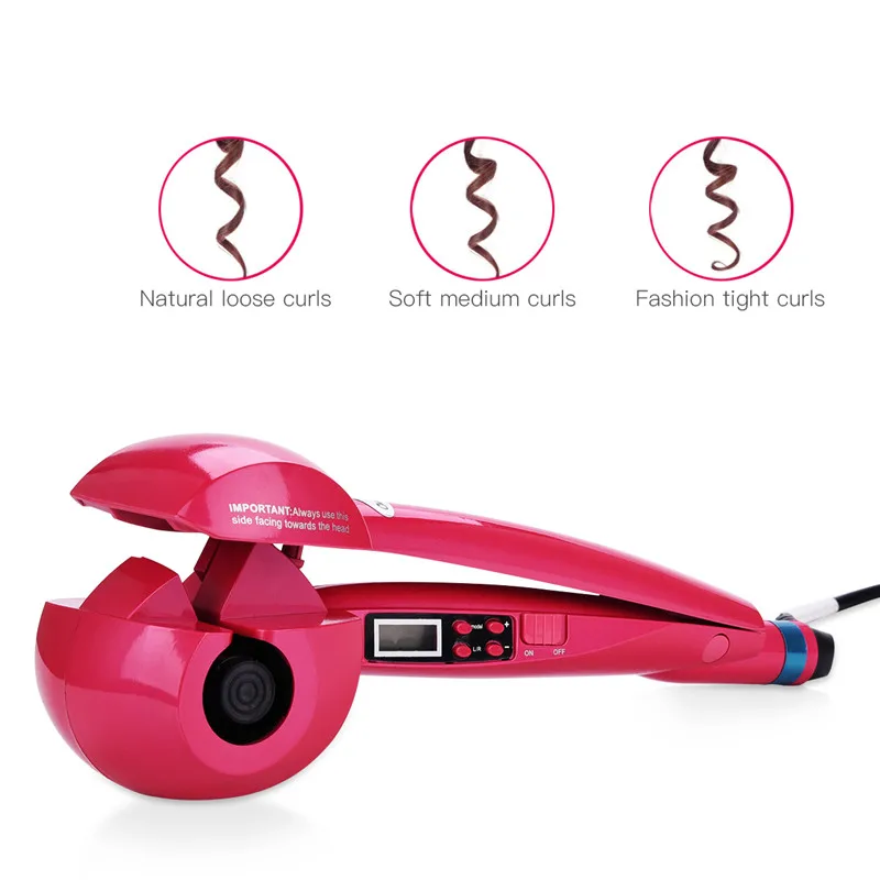 Automatic Hair Curler Ceramic Wave Curling Iron Adjustable Temperature Curling Wand Hair Styler Tool LCD Display Electric Curl