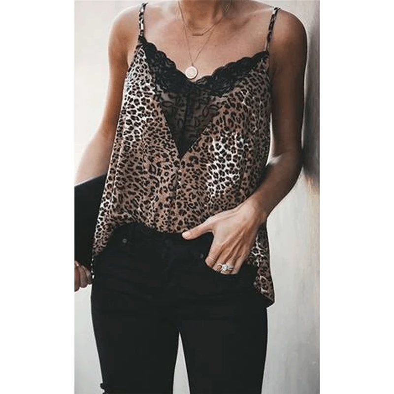 

New Women Fashion Summer Soft Tops Sleeveless Shirt Casual T-Shirt Leopard Print