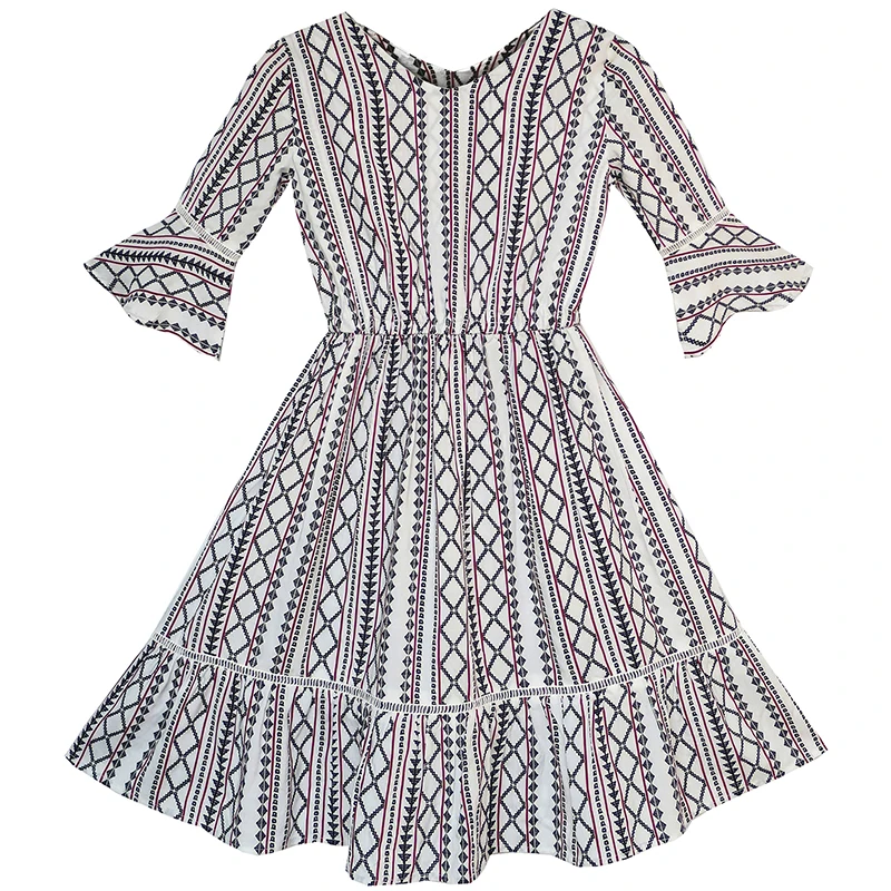 

Girls Dress Casual Geometric Sundress holiday Summer Beach Cotton 2019 Summer Princess Wedding Party Dresses Girl Clothes