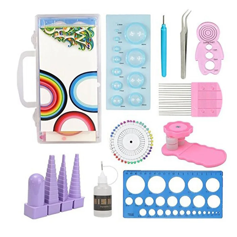 

11 pcs/ set Handmake Paper Template DIY Paper Quilling Tools l Kit Craft Paper Template Mould Tweezer Pins Slotted Tool Crafts