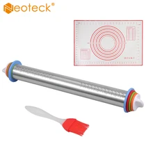 Neoteck Высокое качество 1" Регулируемый Вертлюги Из Нержавеющей Стали Pin с 4 шт съемные кольца и Силиконовые Тесто Циновка для роллов