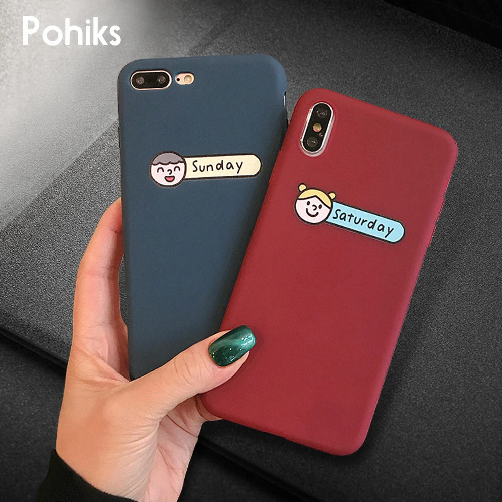 

Pohiks Phone Case For iphone X XR XS Max Cute Cartoon Frosted Soft TPU Case Back Cover For iPhone XS Max XR X 6 7 8 Plus Fundas