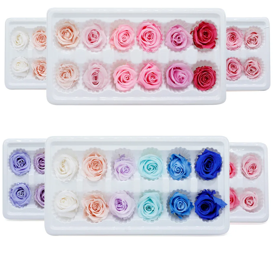 

High Quality Dried Flowers Preserved 1 Box of Multicolor Rose 3 Cm Mothers Day Valentine's Day Gift Eternal Immortal Rose