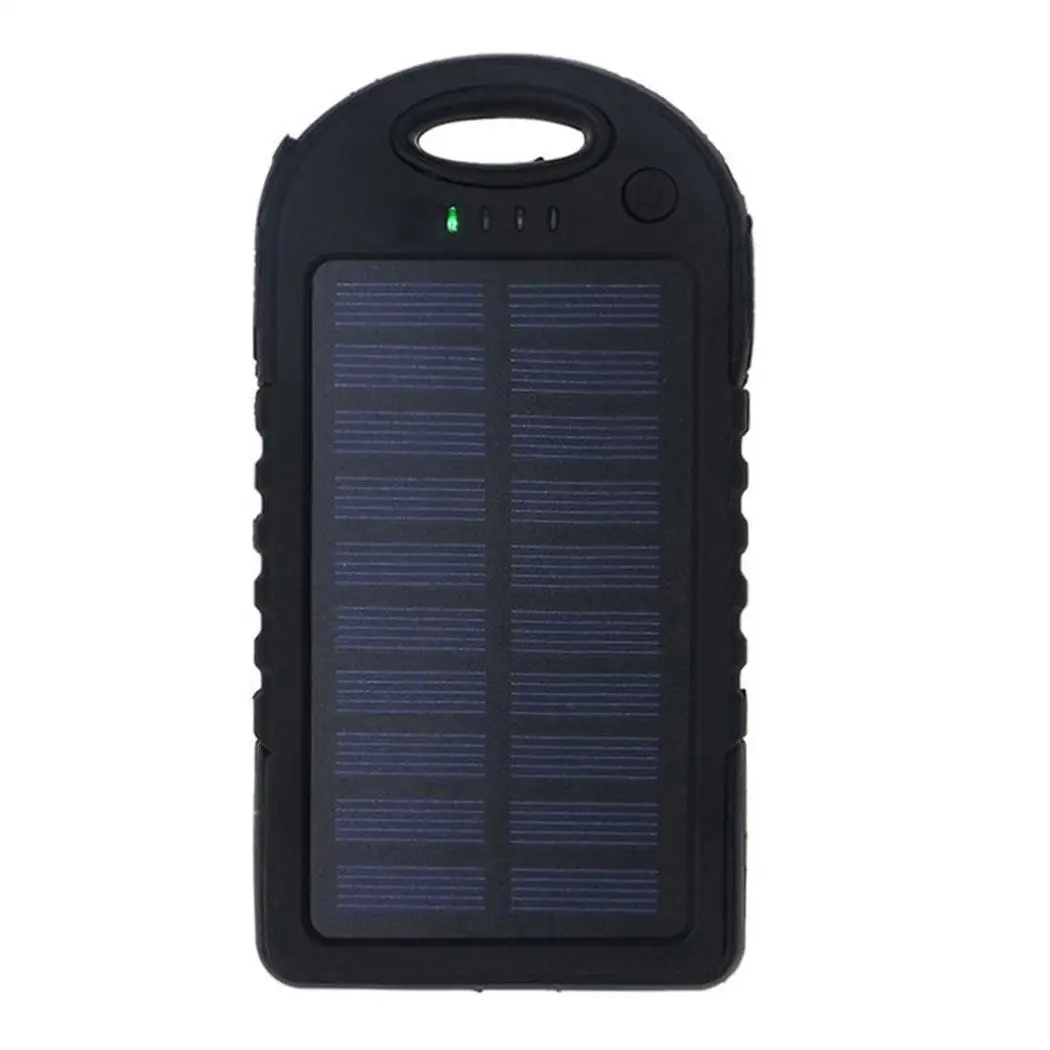 Portable Solar Charger Power Bank Waterproof Shockproof Dual USB Battery Bank Carabiner For Universal 4000mAh