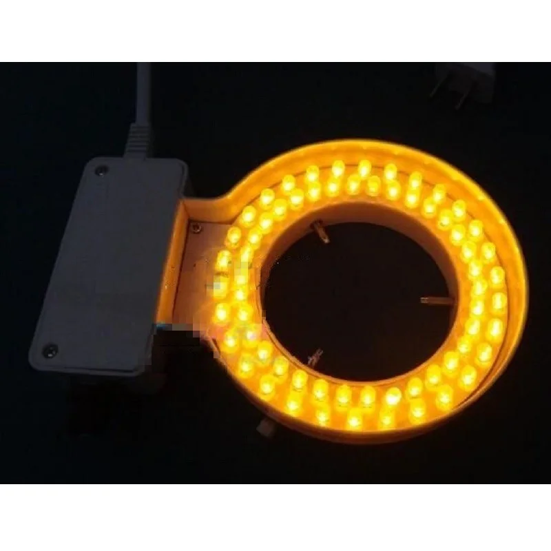 White Yellow Ring Light Inner Diameter 70 mm 64 LED Supplement Illumination Source Brightness Adjustable for Stereo Microscope
