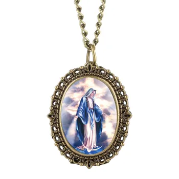 

Classic Virgin Mary Pattern Pocket Watch for Men Quartz Pocket Watch Analog Pendant Creative Watch Pocket Masculine Necklace