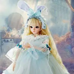 1/3 силиконовые BJD кукла с милыми заячьими ушками дизайн повязка на голову элегантное платье детские макияж куклы игрушечные лошадки для