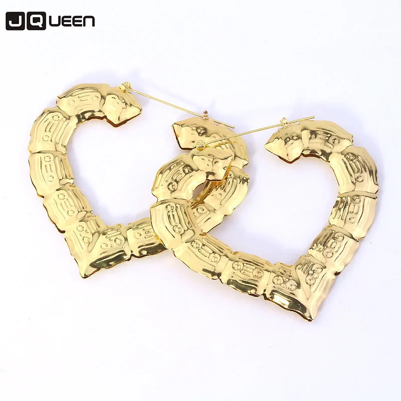 

Punk Exaggerated Big Heart Bamboo Shape Dangle Earrings Golden Circle hip-hop Nightclub Earrings Europe Fashion Jewelry