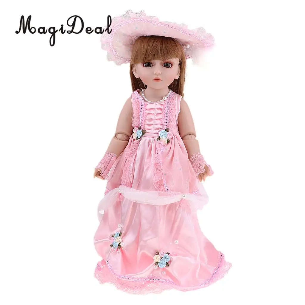 

Christmas New Year Beautiful Gift - Exquisite Craftsmanship 45cm BJD SD Girl Doll in Victorian Pink Dress Cap Suit