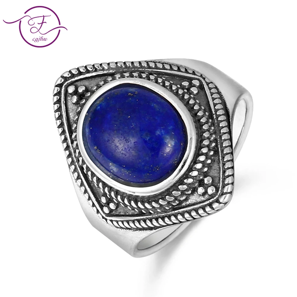 

New listing men and women models S925 sterling silverjewelry ring natural lapis lazuli 8X10 oval vintage texture ring gift whol