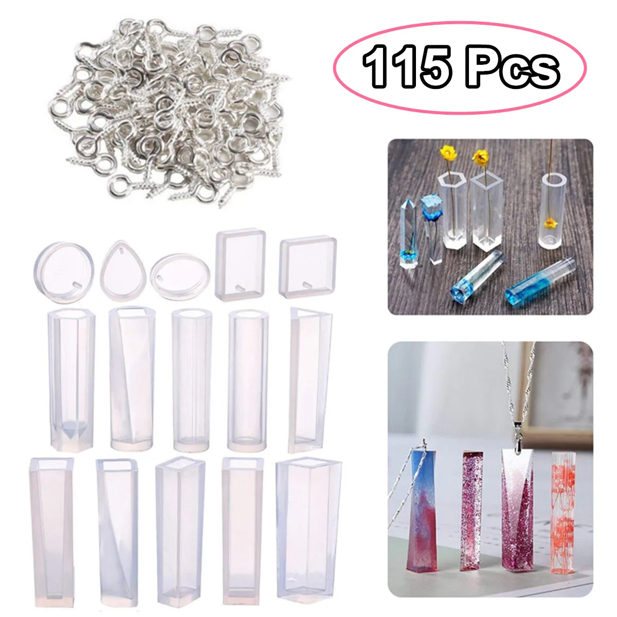 

Pendant Fashion Scrapbooking Mould Cuboids Pendant Silicon Molds For Epoxy Resin Jewelry Beads Craft Making Mold 115Pcs/Set