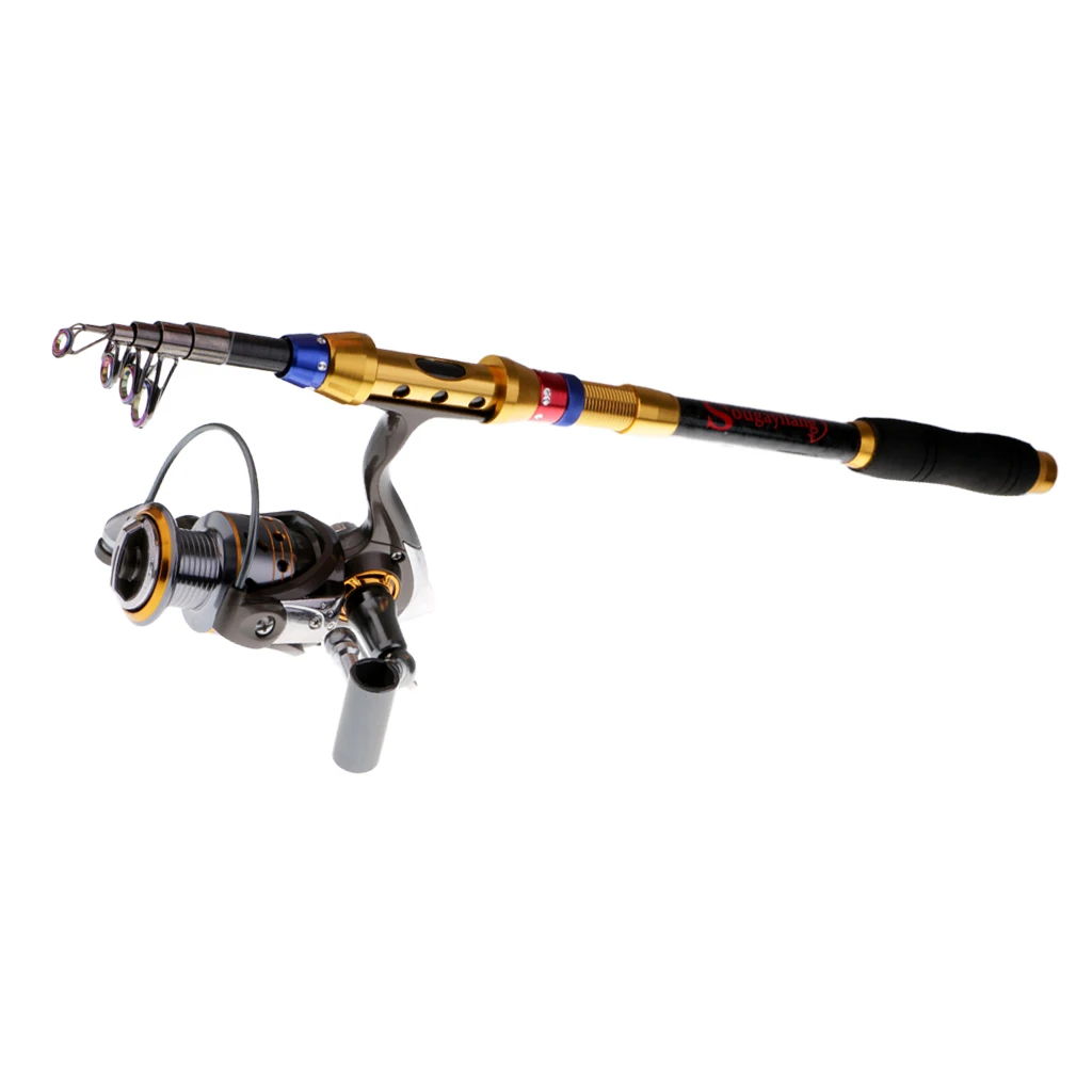 خفيفة تلسكوبي المياه العذبة المياه المالحة البحر الصيد قضيب و بكرة معالجة المجموعات مجموعات الصيد قضيب عدة الغزل بكرة