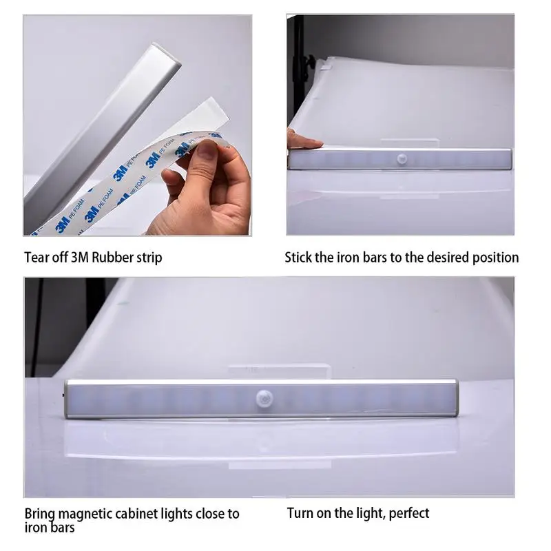 2,5 Вт АБС-пластиковый перезаряжаемый кухонный шкаф СВЕТОДИОДНЫЙ светильник для шкафа датчик движения Регулируемая полоска бар лампа светильник ing с магнитом