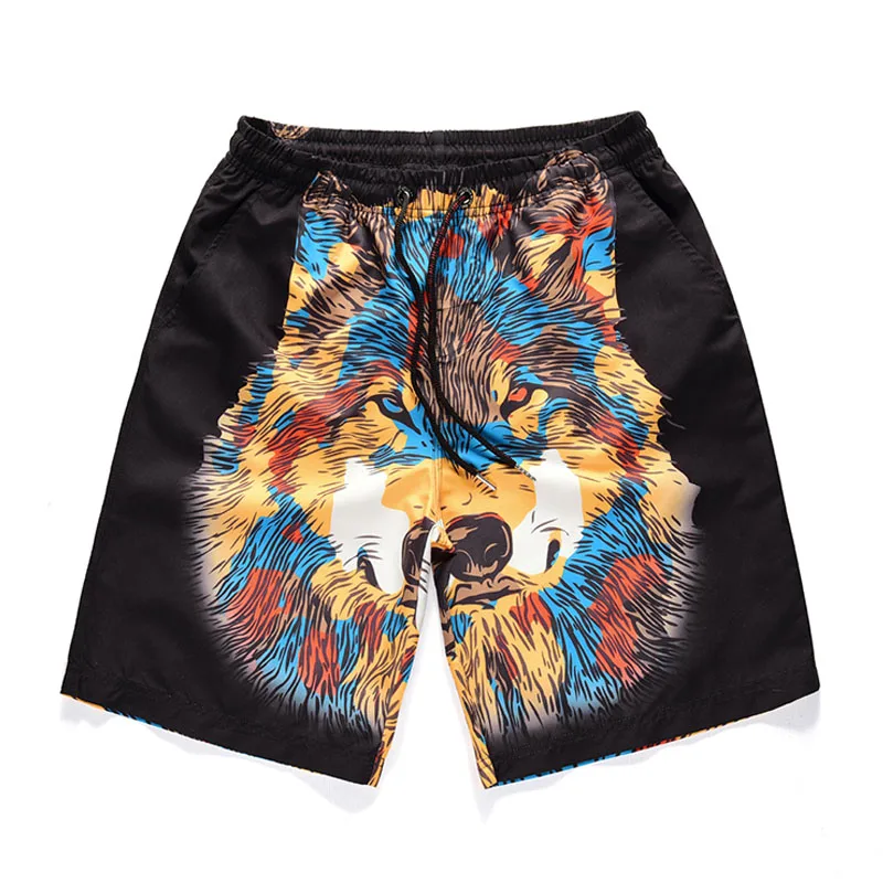

Quick Drying Beach Shorts Men Polyester Swimwear Male Swim Trunks Drawstring Beach Shorts Surf Board Short Plus Size