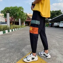 Спортивные штаны Весна Xia Мода Xinkuan Мужские Оригинальные комбинезоны с карманами девять частей брюки уличная хип хоп Черный