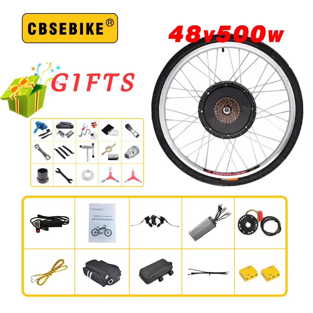 CBSEBIKE 48V500W Ebike комплект электрический велосипед преобразования 2" 24" 2" 28" 2" 700c электровелосипед велосипед задний мотор комплекты колес