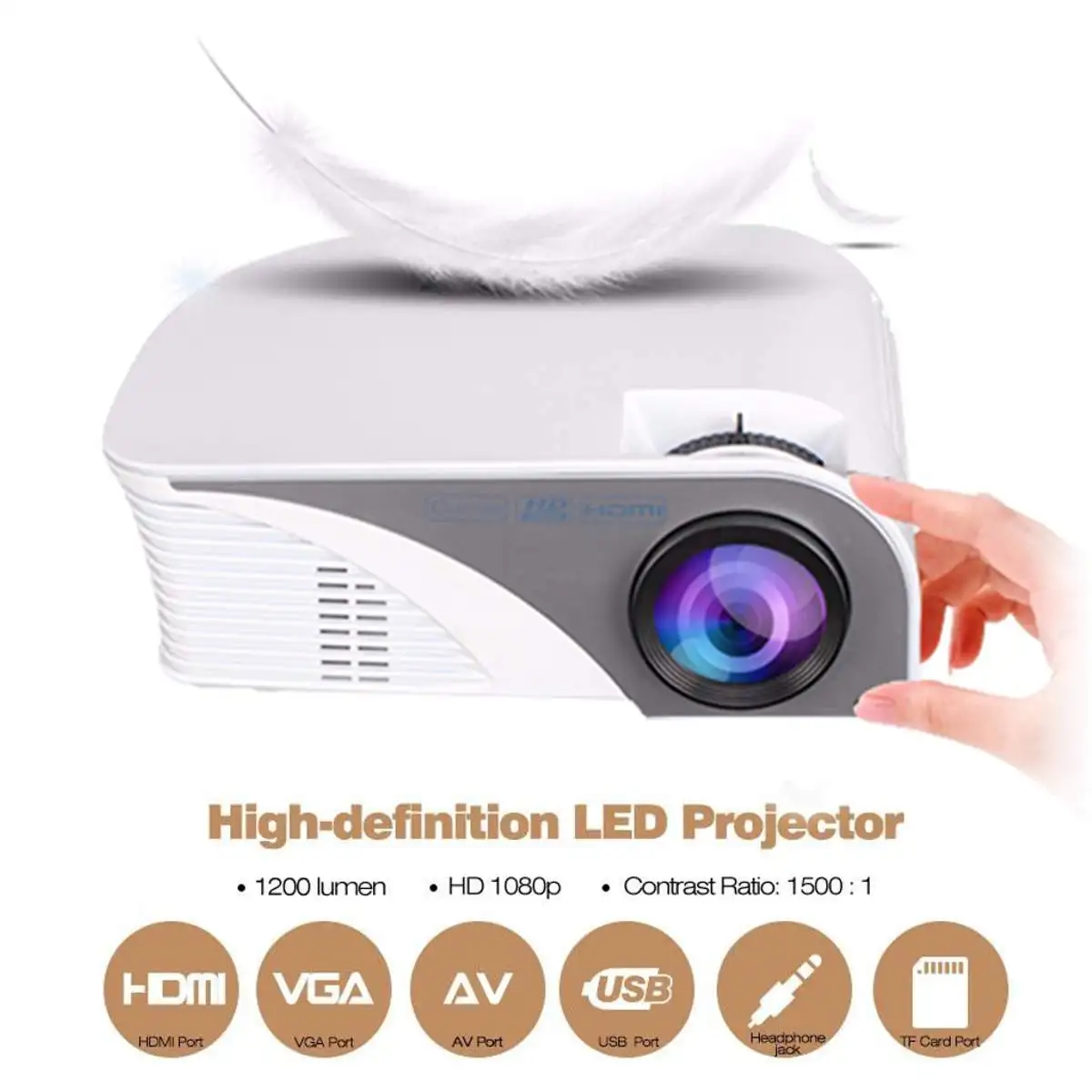 1200 Lumens HD LED Projector 3D Large Screen Home Theater Cinema LCD HDMI AV/VGA/USB/SD/HDMI Multimedia Beamer