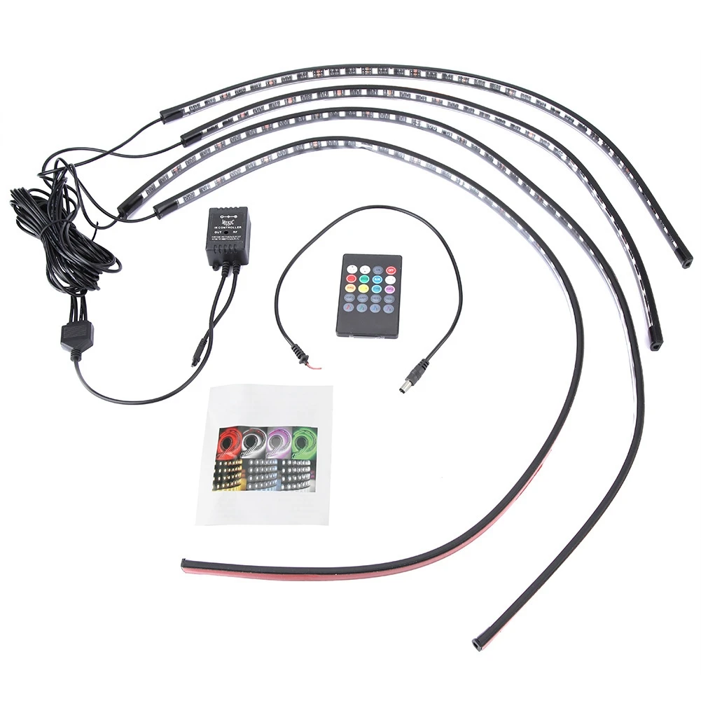 

Car Interior Decorative LED Light Strip Waterproof Lamp Strip with Remote Control Car Accessories DC 12V 90&60cm