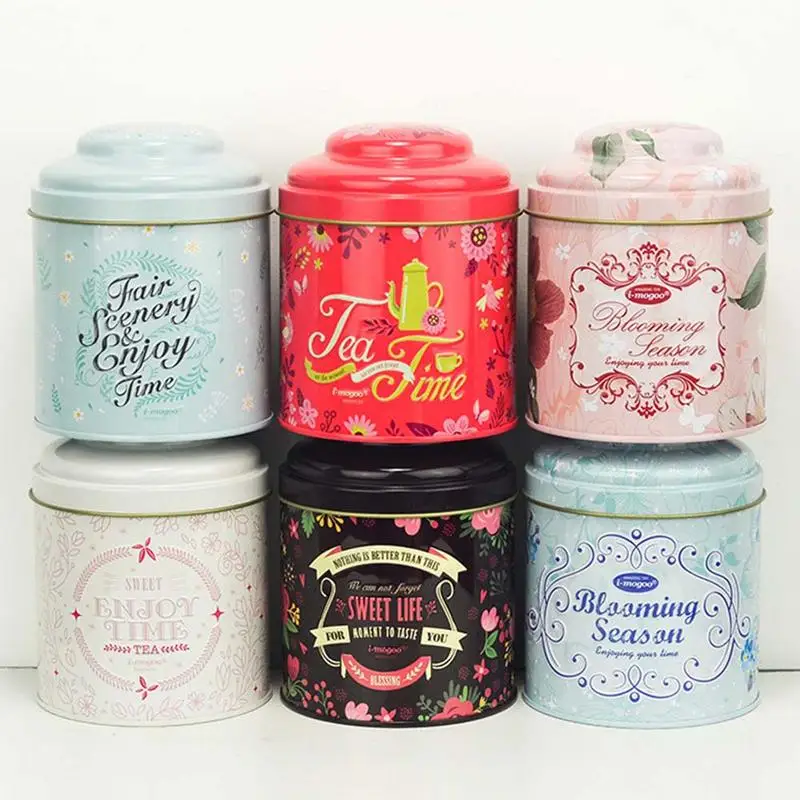 

Colorful Tinplate box Tea Candy Receive Boxes Candy Storage Cans Nuts Grain Bowls Storage Tank Wedding Favor Storage House Decor