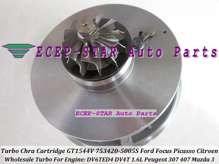 TURBO CHRA Cartridge GT1544V 753420-5005S Turbocharger for FORD Focus Picasso CITROEN Peugeot 307 407 Mazda 3 DV6TED4 DV4T 1.6L (5)