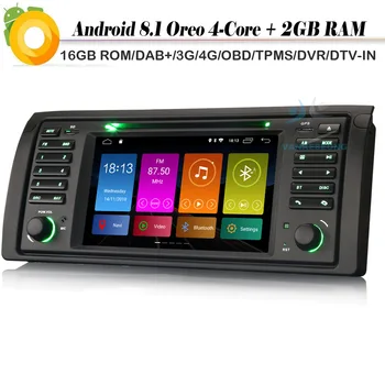 

7" Quad Core Android 8.1 Autoradio DAB+ WIFI 4G BT DVD OBD Sat Navi Car GPS Navigation Player for BMW M5 X5 5 Series E53 E39