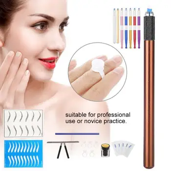 

New 8 Types Microblading Eyebrow Tattoo Kit Practice Skin Needle Pigment Ring Cup Tattoo Ink permanent makeup Set