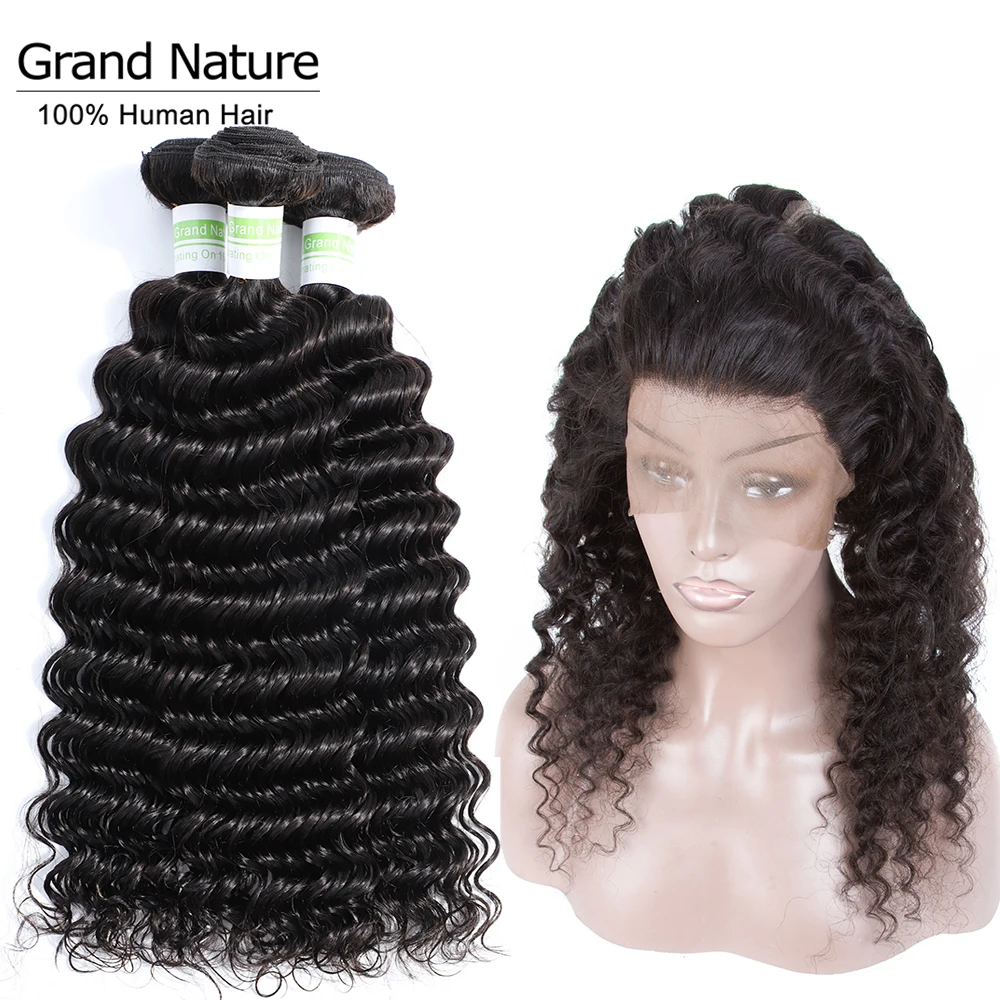 

360 Lace Frontal Closure With 3Bundles Deep Wave Chinese Hair bundle With Closure Hairline pineapple Wave human hair weaves Remy