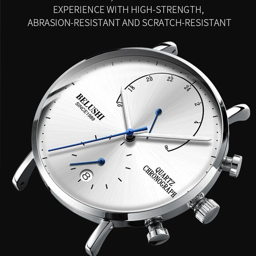 Mens Waterproof Watches Leather Strap Slim Quartz Casual Business Mens Wrist Watch Top Brand Belushi Male Clock 2018 Fashion 