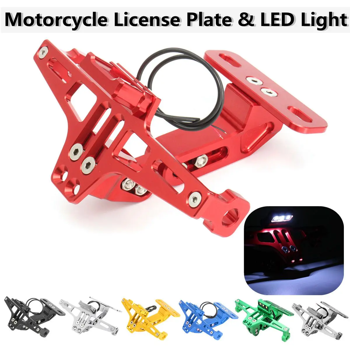 

Universal Motorcycle Adjustable CNC Aluminum License Number Plate Frame Holder Bracket