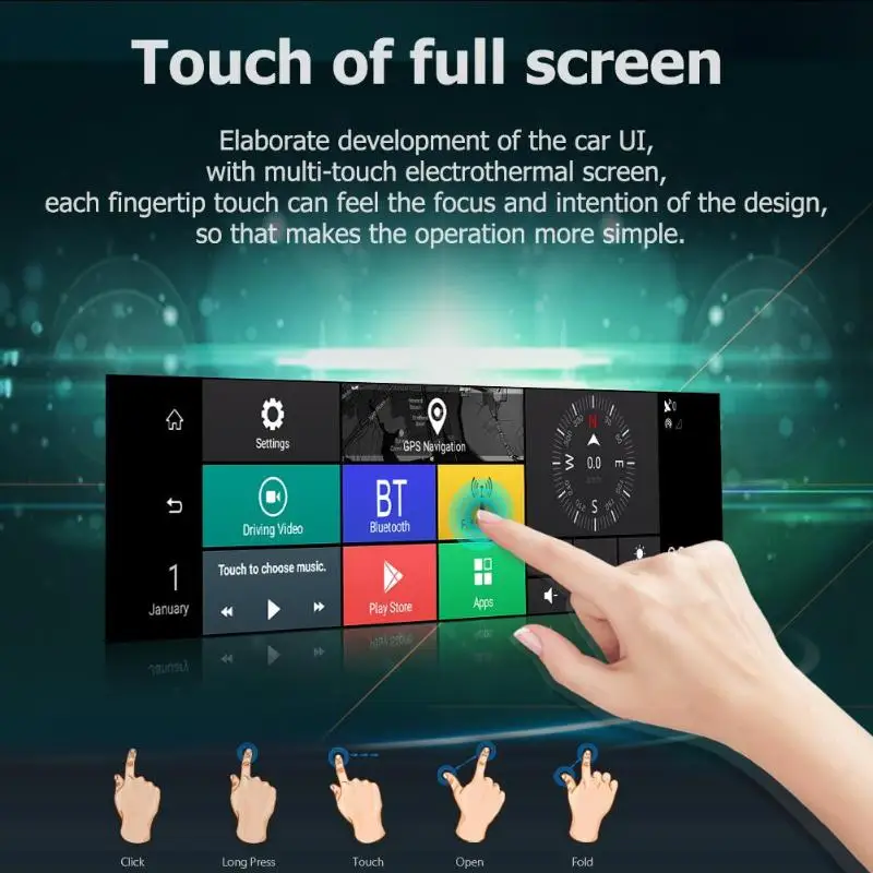 

10 Inch IPS Touch Screen 170 Degree 4-Lens 1296P Octa-core Car Rearview Mirror DVR GPS Video Recorder ADAS Dash Cam
