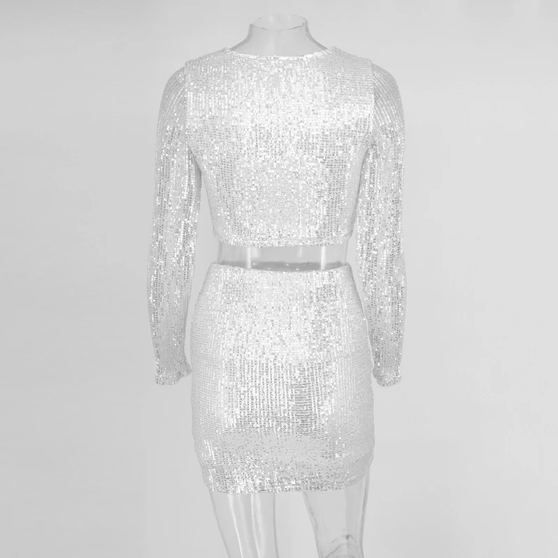 Slaygirl 2018 Bodycon Sequin Женский комплект 2 шт. сексуальная одежда для вечеринок из двух