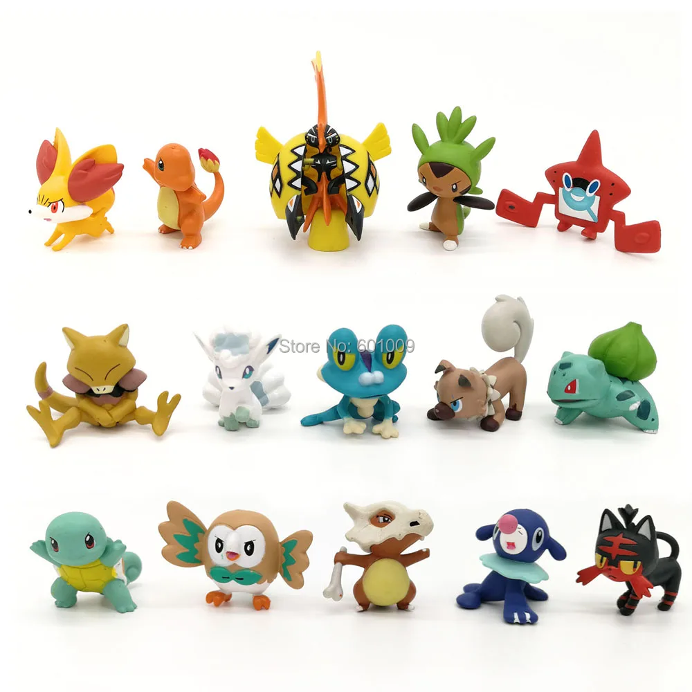 

Abra Alola Vulpix Bulbasaur Charmander Chespin Ditto Sableye Cubone Eevee Fennekin Froakie Litten 3-7CM PVC Action Figures PCXB