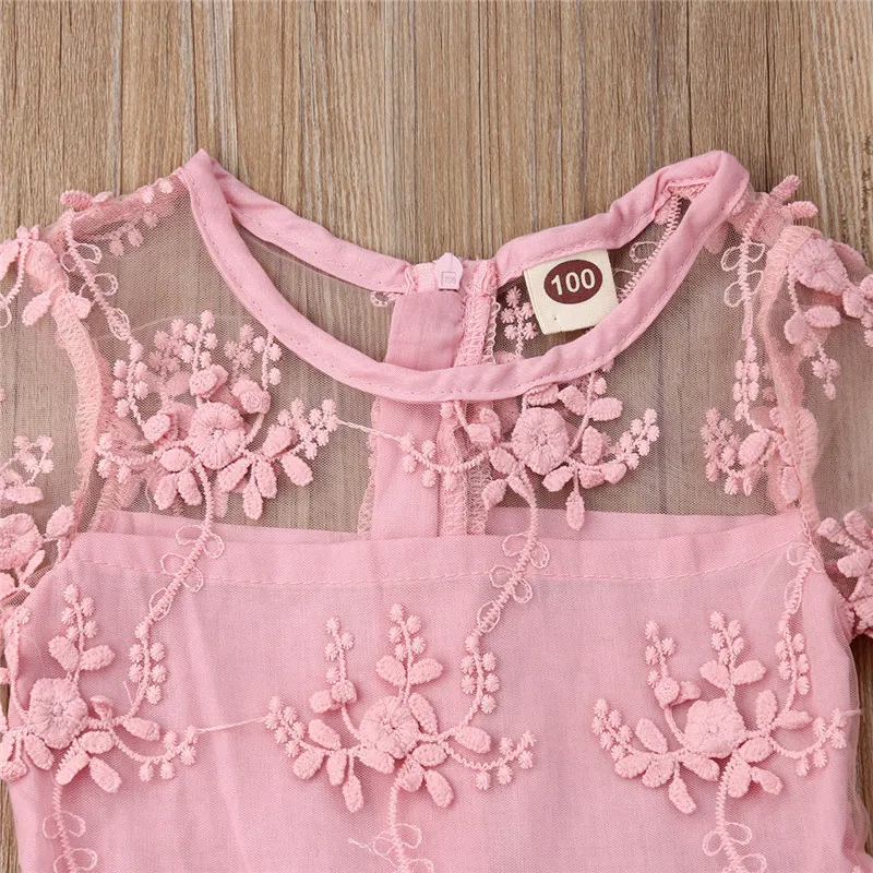 Emmababy платье с рукавами колокольчиками для маленьких девочек 3/4 кружевное