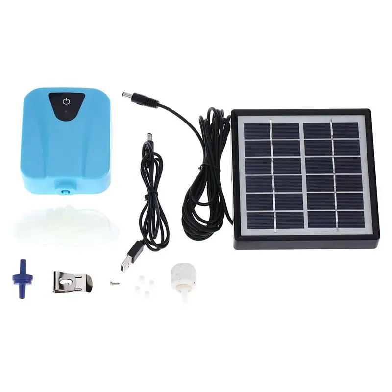 

Solar Powered/DC Charging Oxygenator Water Oxygen Pump Pond Aerator with 1 Air Stone Aquarium Airpump 2L/min