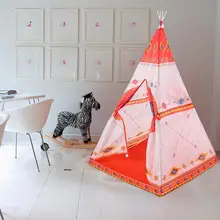 Большой национальный стиль холст вигвама дети вигвама с Оранжевый индийский Играть Палатка дом Дети типи Tee Pee палатка игровой дом