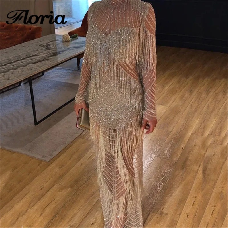 

Great Aibye Beading Rhinestone Evening Dresses Abendkleider Tassel Prom Dress Dubai Arabic Pageant Dress Galajurk Party Gowns