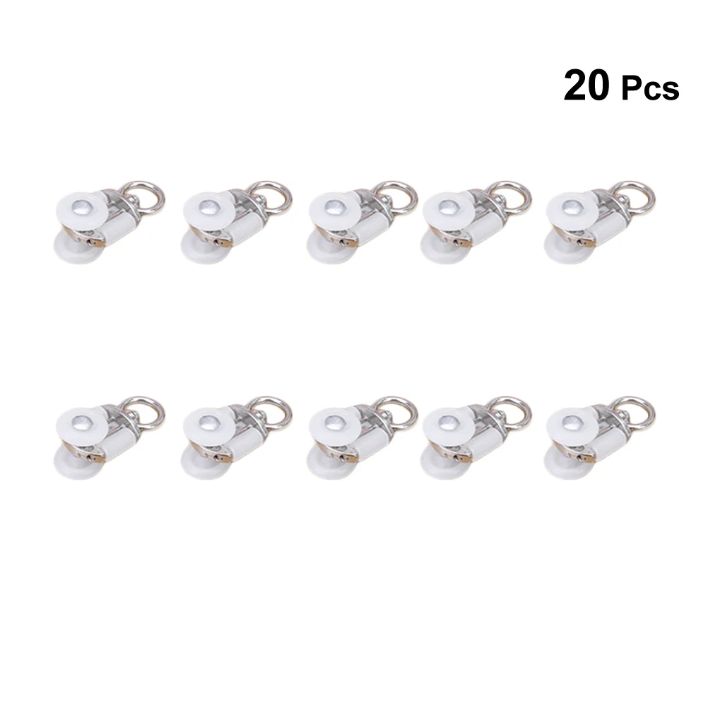 

20pcs Curtain Rollers Hooks Durable Simple Premium Easy Installation Curtain Wheels for Door Window Shower Curtain