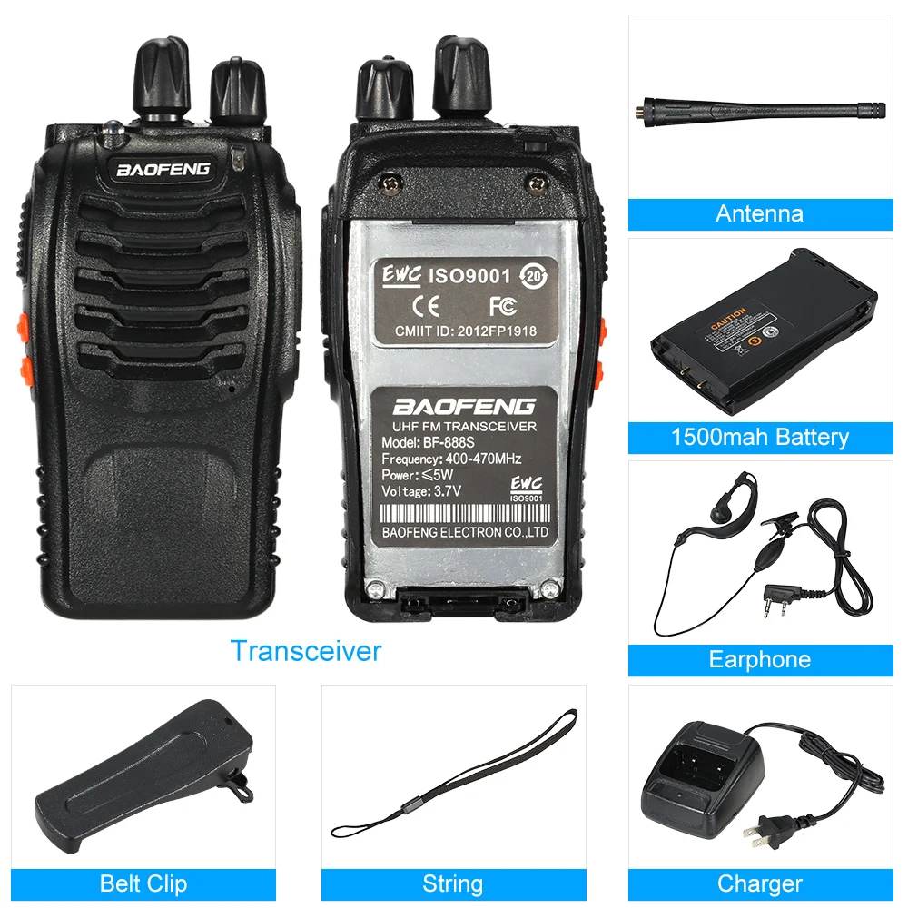 BaoFeng 2 шт 16CH FM UHF 400-470MHz Talkie Walkie transiver 2-way радио портативный ручной переговорный фонарик