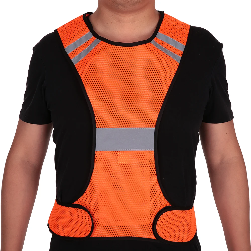 

Men Mesh Reflective Vest High Visibility Safety Vest Gear for Night Running Walking Cycling Jogging Orange Outdoor Cloth Jacket