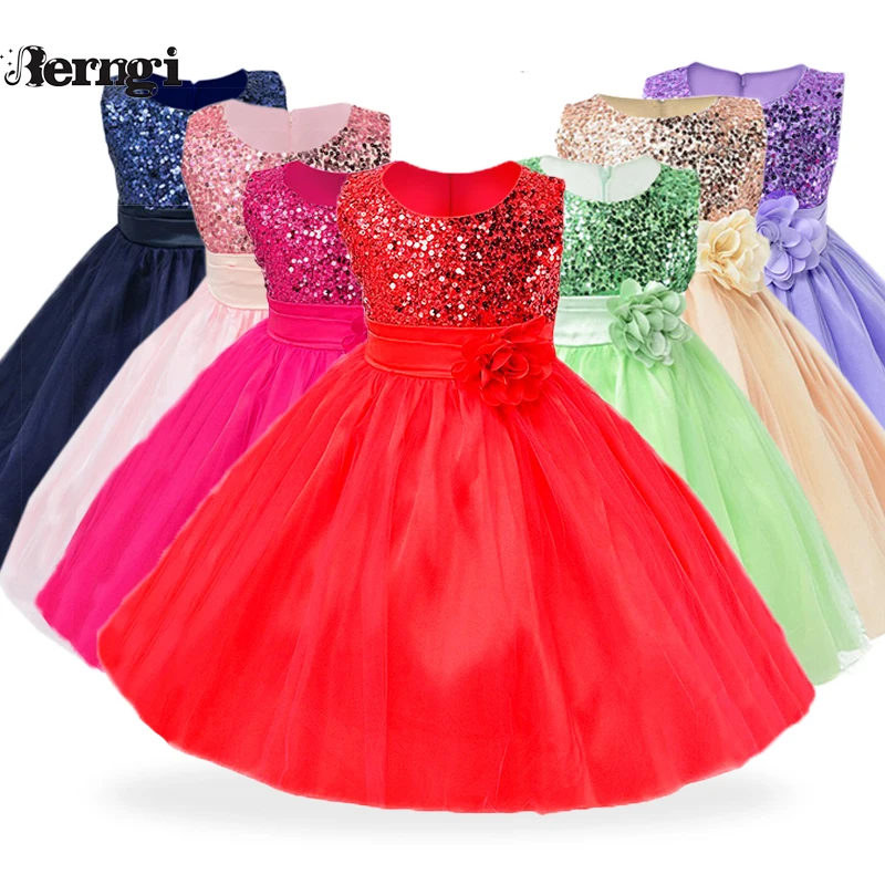 

Baby Dress Sequin Lace Flower Children Girl Dress Kids Clothes Newborn Kids Girls Summer Birthday Princess Infant Party Costume