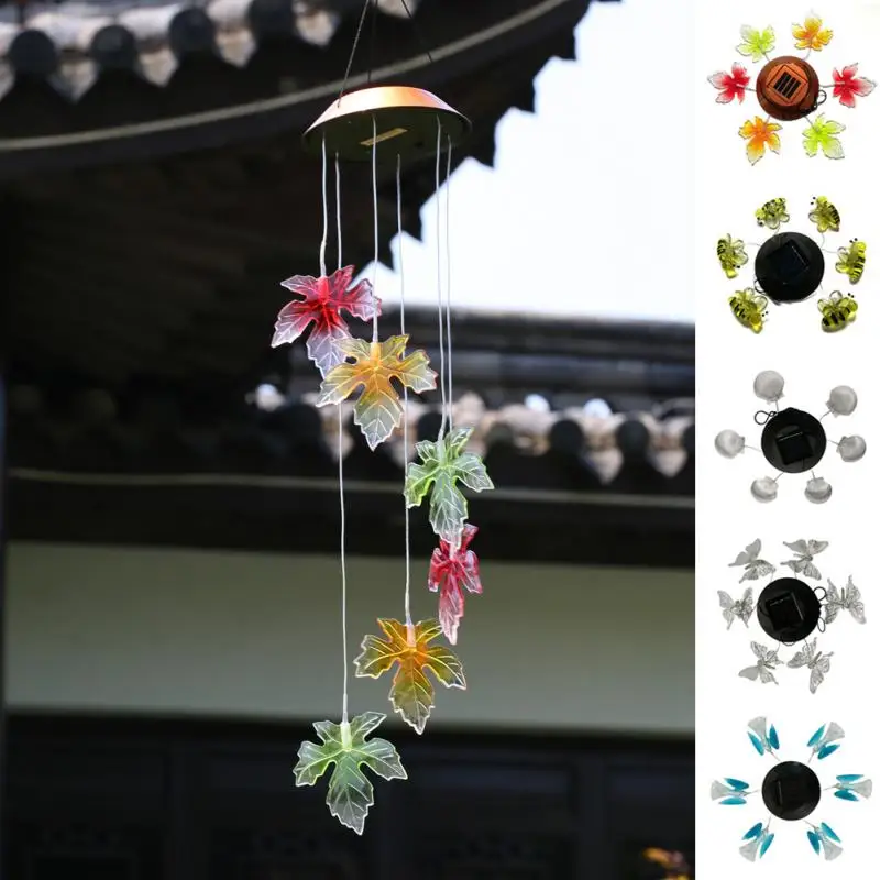 

Outdoor LED Solar Lamp Hummingbirds dragonfly Wind Home Garden Decor Solar Light Solar Powered Color-Changing Wind Chime Light