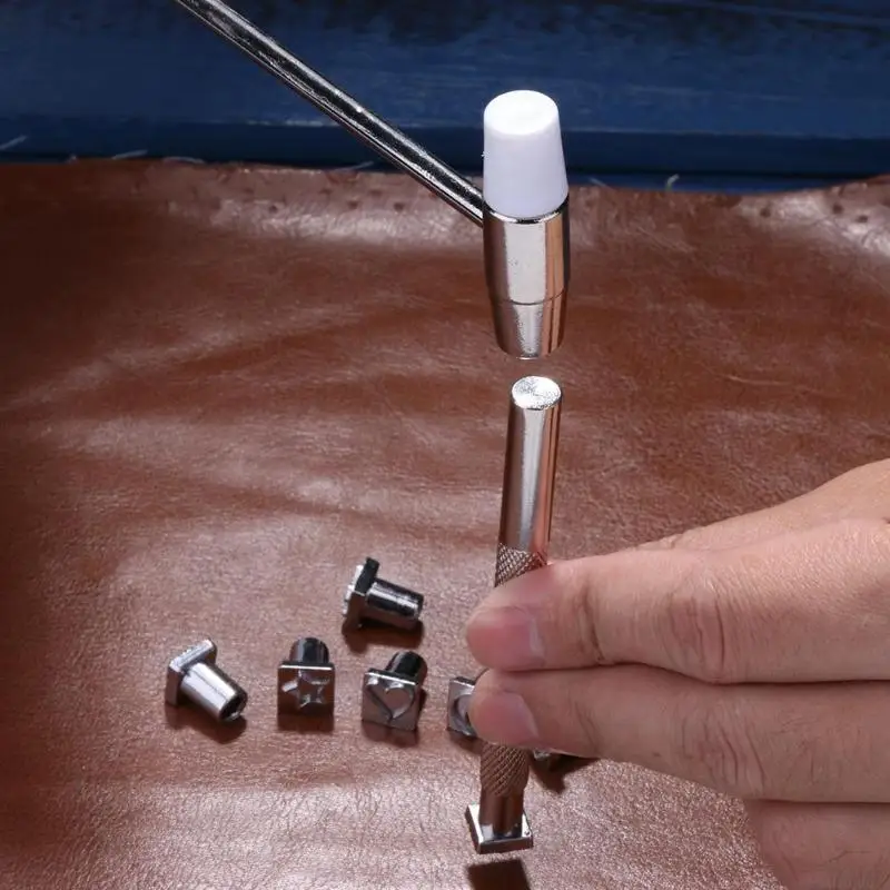 Профессиональный кожаный инструмент 9 в 1 DIY для печати кожи сталь металл резьба