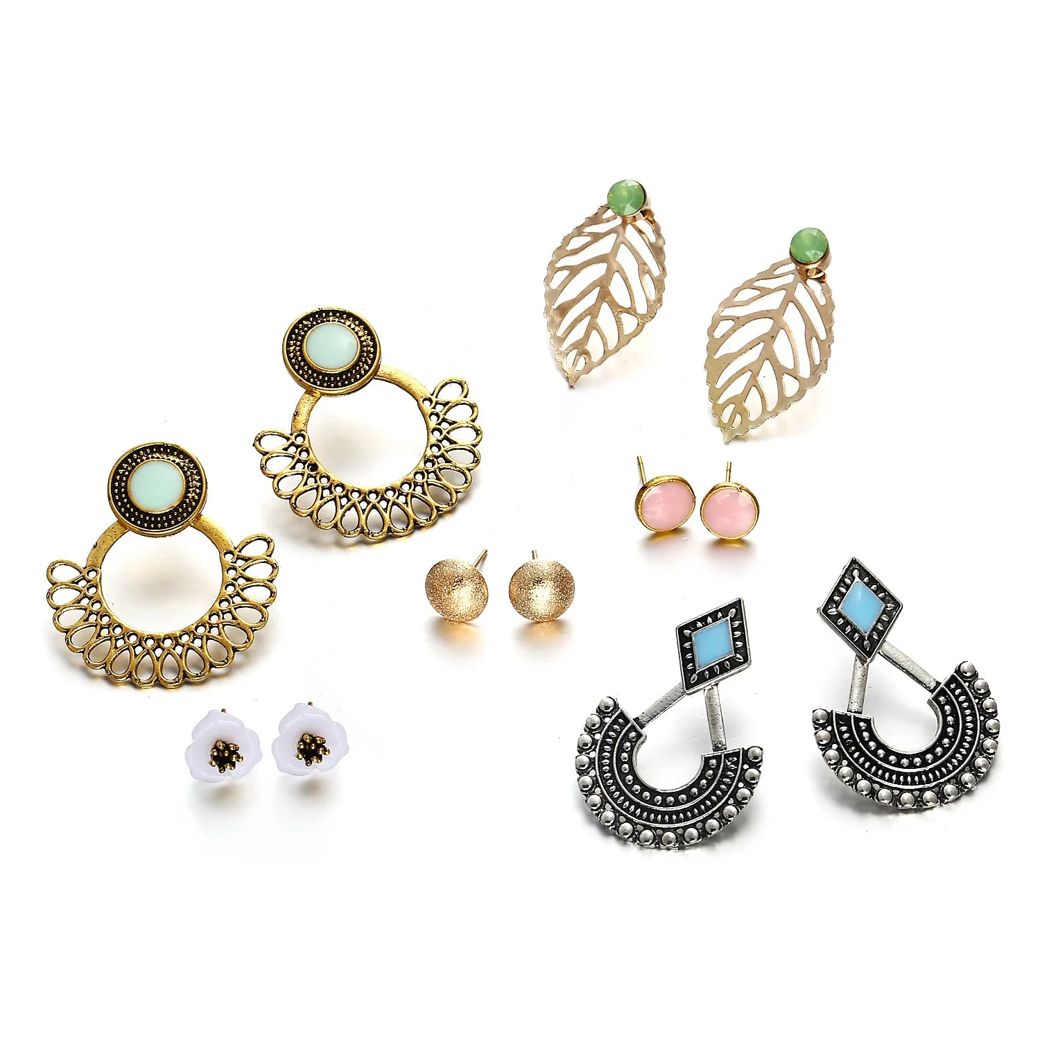

New Fashion Women's Jewelry Girls Birthday Party Pearl Earrings Mashup 6 Pairs Earrings