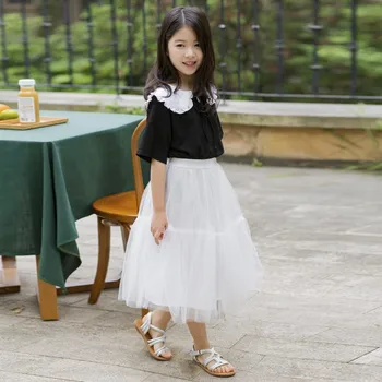 

High Waist Long Baby Big Girls Skirts White Big Kids Skirt Summer Spring Autumn School Princess Clothing For Children Tutu Skirt