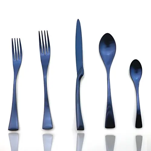 

Royal Blue Stainless Steel Dinnerware Set European Style Cutlery Dinner Set Table Party Kitchen Tableware Drop Shipping 20Pieces
