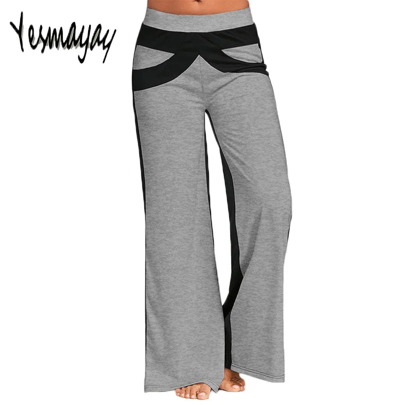 2019 Spring Summer Vintage Solid Patchwork Casual Pants