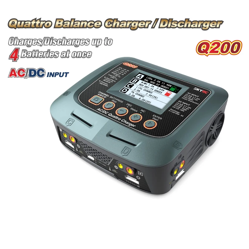 

SKYRC Q200 intelligent charger/Discharger AC/DCDrone Balance for Lipo/LiHV/Lithium-iron/Lithium Ion/NiMH/NiCD/Lead-acid battery