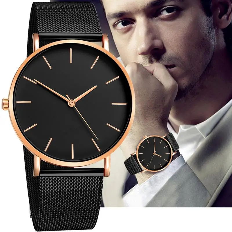 

2019 Men's Watches Luxury Business Mesh Band Stainless Steel Quartz Wristwatch Minimalist Man Watch Erkek Kol Saati Reloj Hombre