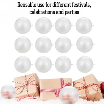 

12pcs Night Light Fillable Ball DIY Christmas tree Ornaments Celebrations Parties Decoration Nail Art Tool Storage Case ac